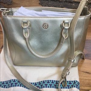 Tory Burch Robinson Gold Saffiano Leather Handbag
